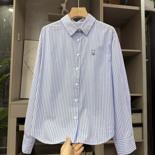 好穿不费力 L6001 宽松条纹棉翻领长袖 上衣女 衬衫 N货N货