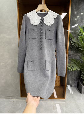 莼尾！G上6K+法柜！收腰加厚羊绒娃娃领针织连衣裙   251SS374~ME