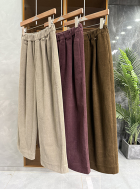 小个子收！P牌料！亚麻灯芯绒休闲直筒九分裤女    S256080~ME