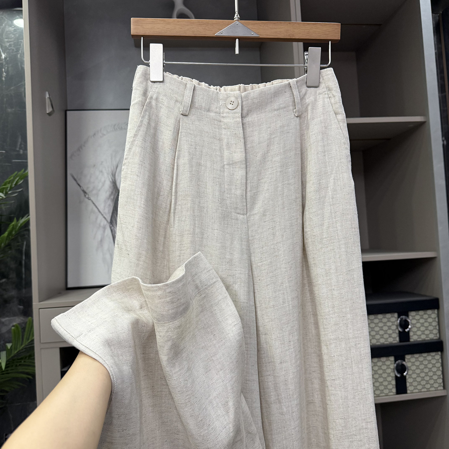 高个子收！yuan厂P牌单！天丝亚麻高腰休闲阔腿西裤女  A6041~ZY