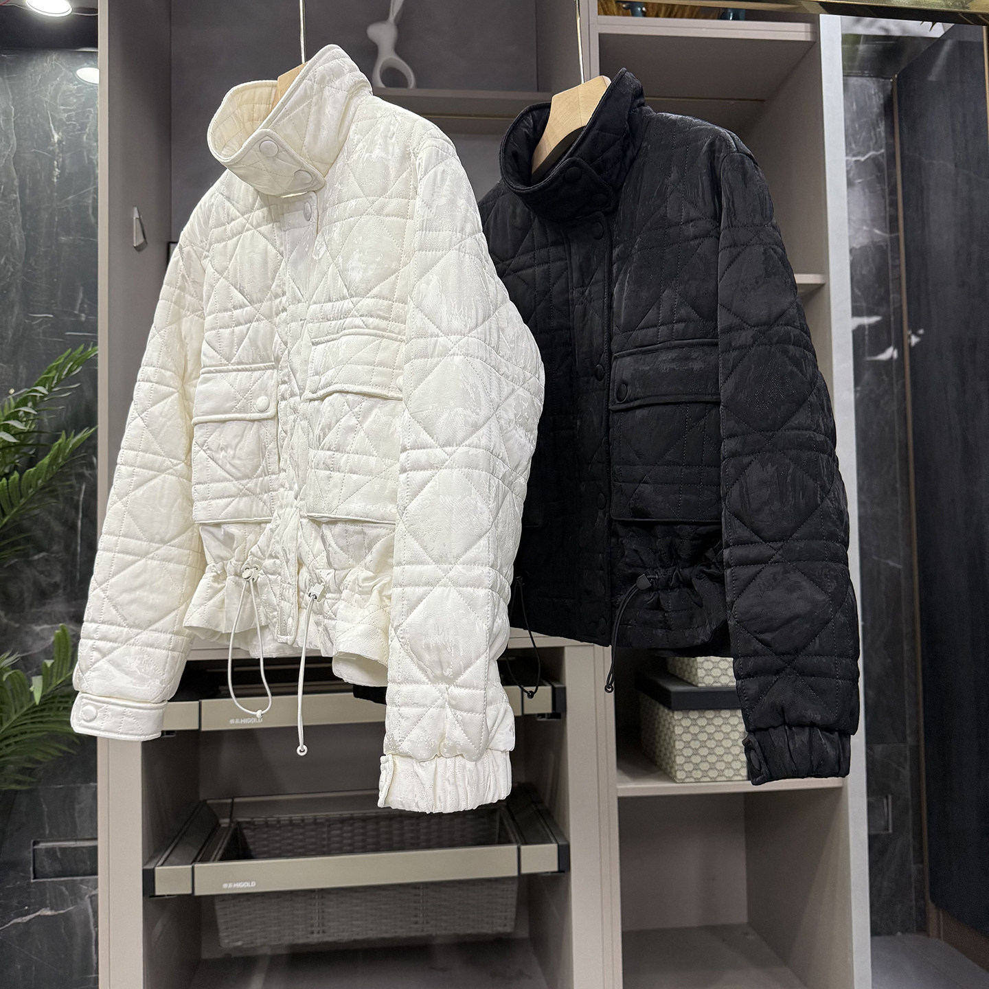 尖货!宽松立领提花棉服外套