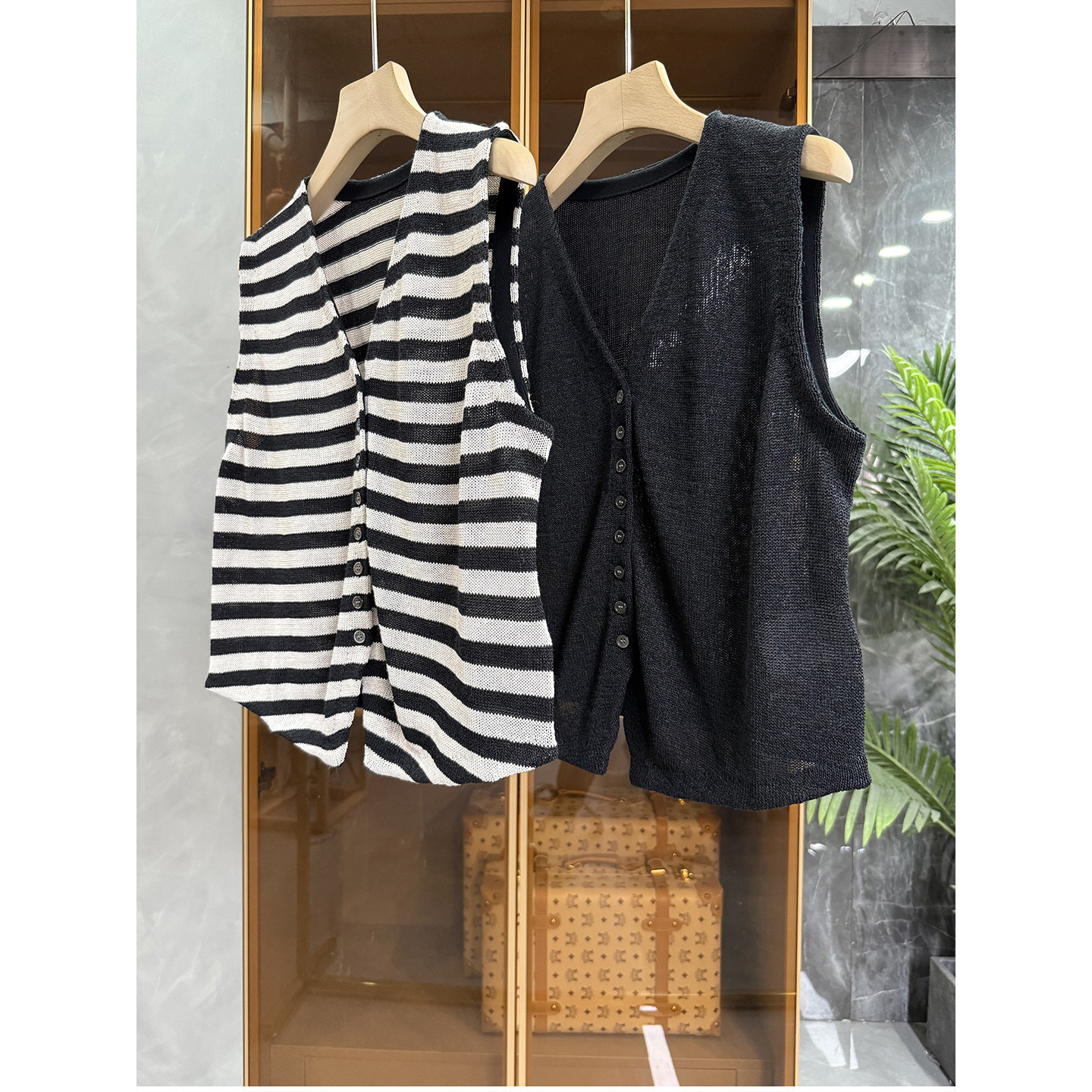 清仓不予退换！！和纸针织开衫V领马甲背心短上衣女D1929~ME