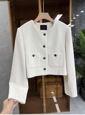 清仓不予退换！气质拉满！卷毛肌理羊毛圆领短外套女243013~JS