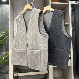 H2002 宽松菱形V领夹棉马甲女 秋冬加分神器 闭眼入