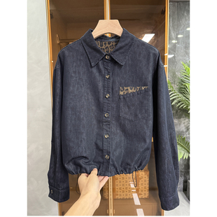 大大N货！口碑工厂出！宽松豹纹牛仔翻领短外套女    M102260~JS