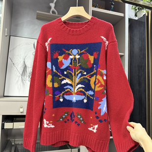 MYSYHY982 宽松提花羊毛圆领针织毛衣女 出片神器 代厂柜款