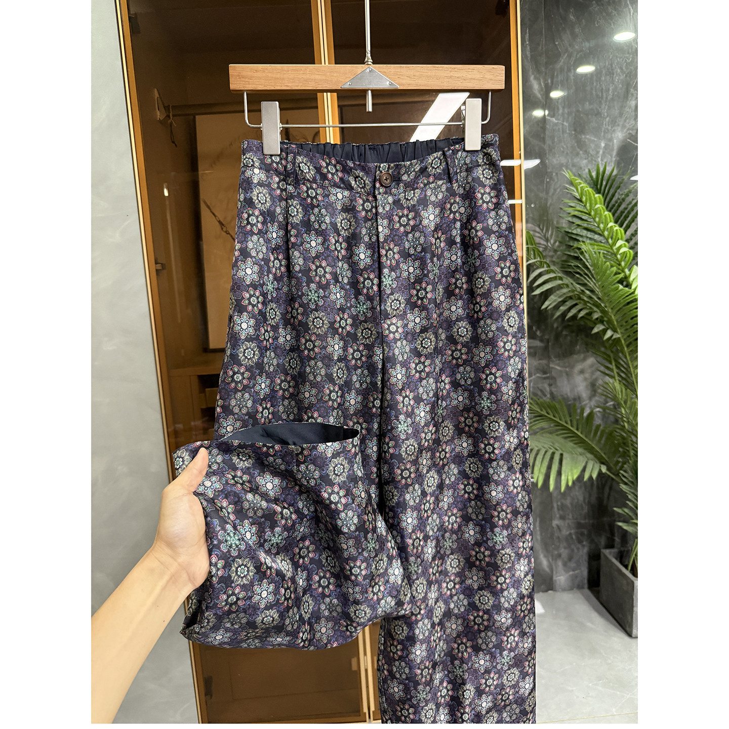 yuan厂尖货！G上4K+！重磅真丝印花松紧腰休闲香蕉裤女 KZQH01~JS