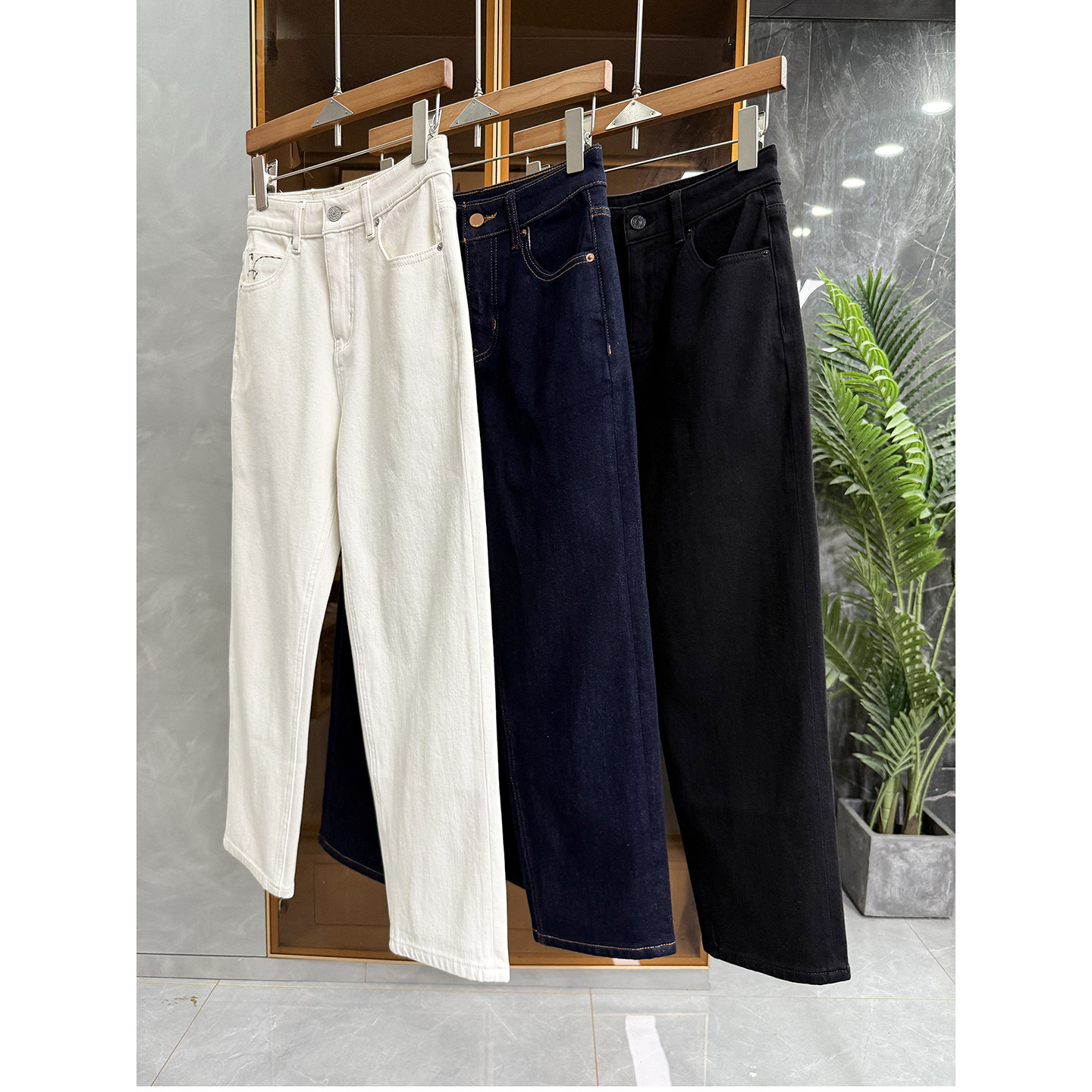 小个子冲！藏肉显高挑！磨毛中高腰烟管牛仔九分裤女    66530~ME