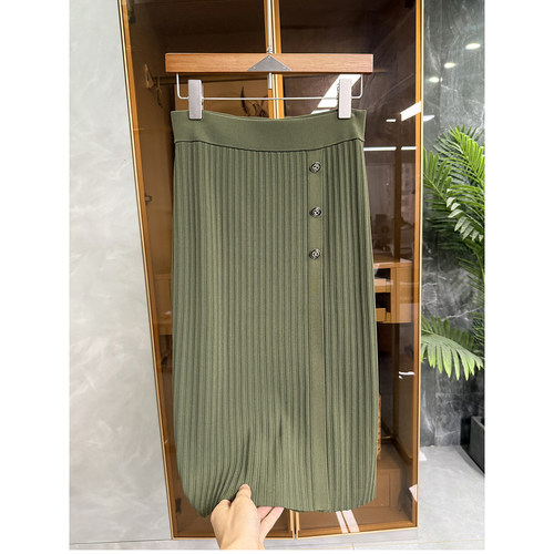 N货!坑条高腰包臀直筒针织半身裙