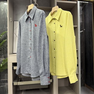 N货！轻松拿捏时髦感！宽松花纱亚麻衬衫上衣女  761250~ZY