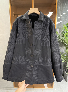 渠道款！G上7K+！重工贴布绣花宽松翻领棉服外套女    MZ15533~JS