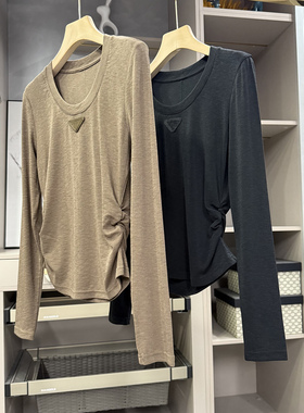 谁穿都夸！轻薄天丝莫代尔圆领长袖T恤上衣女    S85526~ZY