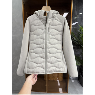 308AW 拼接鹅绒羽绒服连帽外套女 厂里咆哮推荐 chao值