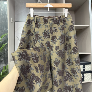 小个子收！秋款！复古羊毛提花后松紧休闲直筒九分裤女 KW0251~ZY