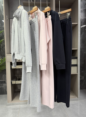 慵懒松弛感！宽松立领卫衣+休闲阔腿长裤套装女    M02468~ZY