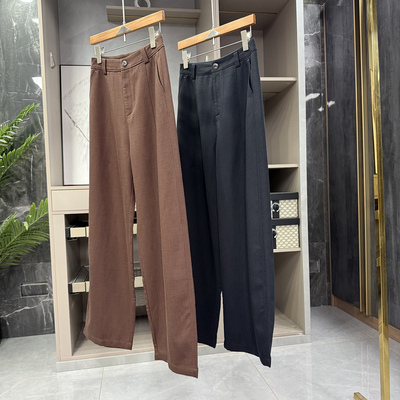 大厂出！亚麻高腰休闲直筒西裤