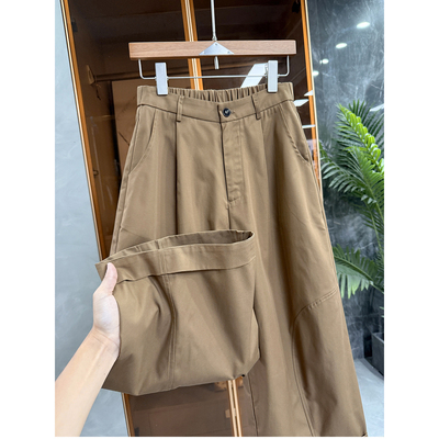 尖货工装风后松紧休闲阔腿九分裤