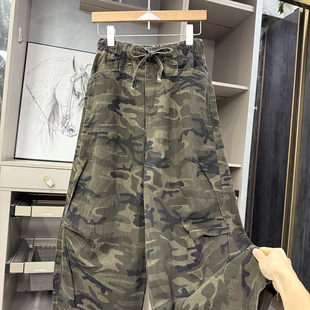 品质货 NZ2509 工装 女 风迷彩松紧腰镰刀九分裤 小个子收