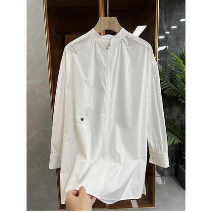 力推！穿搭很加分！宽松优质棉开叉衬衫上衣女    1211001~JS