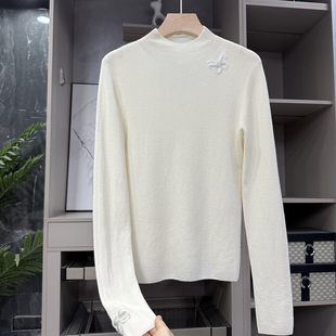 穿出纸片人既视感！羊绒羊毛半高领针织打底衫女     D2970~ZY