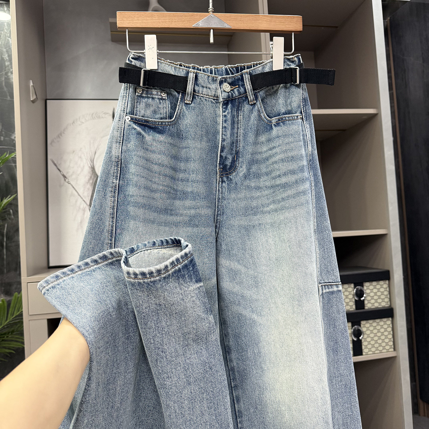 清仓不予退换！神器！宽松松紧高腰牛仔阔腿裤女NZ25605~ZY,女装/女士精品,牛仔裤,淘宝优惠券,粉丝福利购,淘宝优惠卷