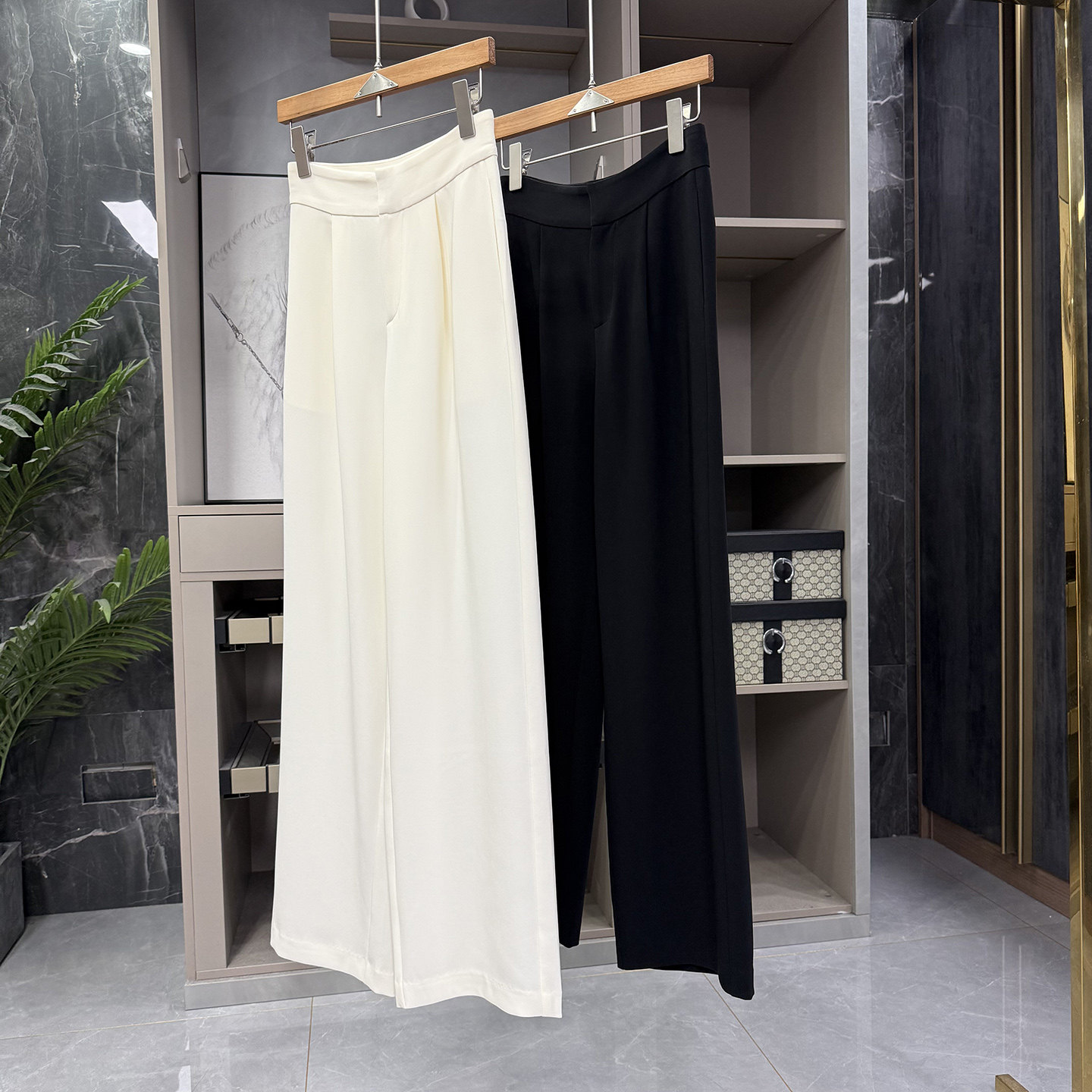 清仓不予退换！牌面料！三醋酸高腰休闲直筒西裤女662D779B~ZY