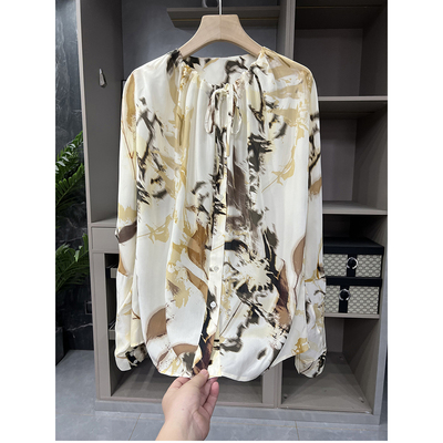 展会订单！宽松印花真丝衬衫上衣