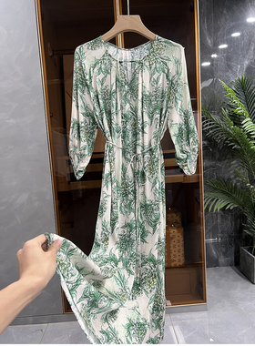 清仓不予退换#4！G上6K+！重磅真丝双乔宽松圆领中袖连衣裙74010B