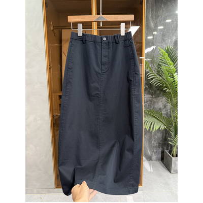 工装风后松紧休闲后开衩半身裙