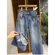 M033001 炸裂推荐 女 破洞中高腰牛仔直筒裤 好穿不费力