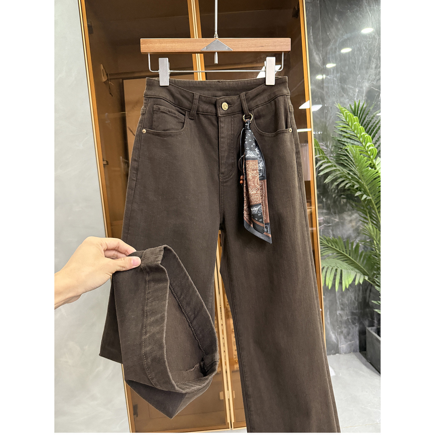 这型真的能爱一辈子！微弹磨毛中高腰牛仔直筒阔腿裤女M041855~JS,女装/女士精品,牛仔裤,淘宝优惠券,粉丝福利购,淘宝优惠卷