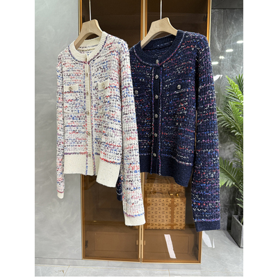 N货!花纱羊毛圆领针织开衫短外套