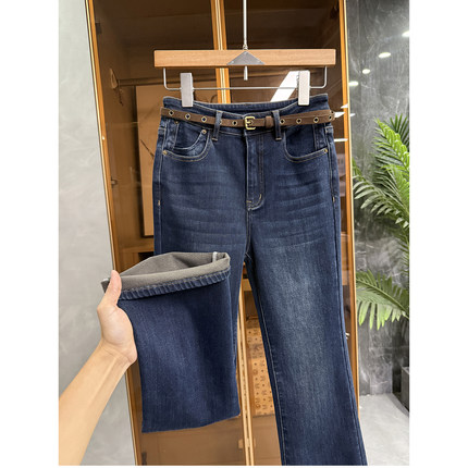 大N货！温暖显瘦！修身微弹薄绒牛仔喇叭裤女   M0400211~JS