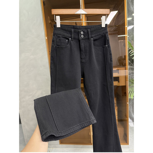 N货！微弹薄绒中高腰牛仔喇叭裤