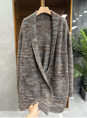 G上1.5W+！D牌jin口料！宽松花纱羊绒针织外套女    20250838~JS