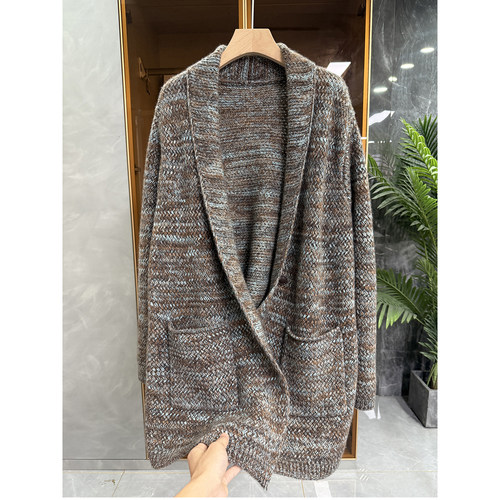 jin口料！宽松花纱羊绒针织外套