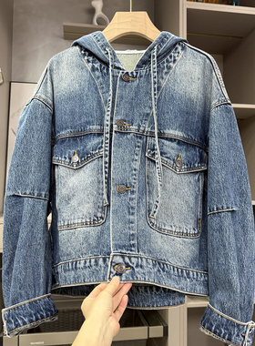 老友直接入！实力大工厂！宽松连帽牛仔外套女     SY25522~ZY