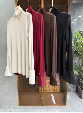 多色囤！谁穿谁夸！修身高领长袖网纱打底衫女   R2863~ME