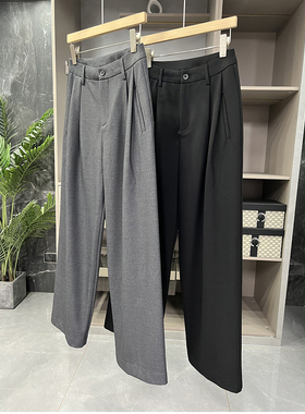 清仓不退！秋冬高ji感穿搭！绵羊毛休闲直筒西裤女     D9230