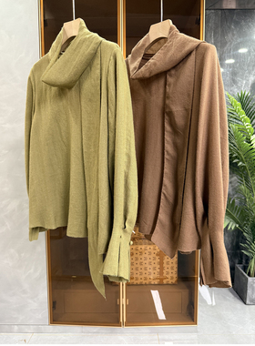 清仓不予退换！纹羊毛飘带圆领长袖衬衫上衣女D2913~ME