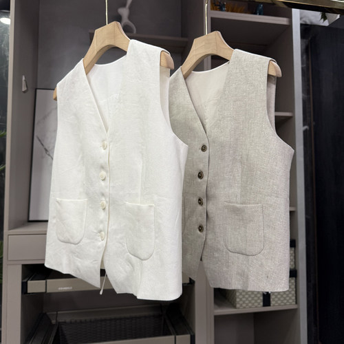 大N货！银丝亚麻V领西装马甲