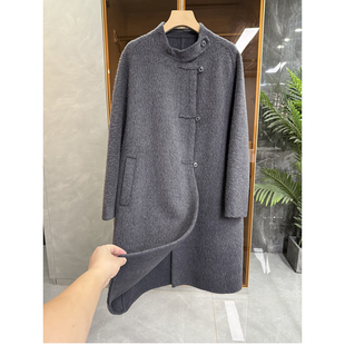 65530 工厂P牌订单 宽松羊驼毛羊毛双面呢圆领大衣外套女