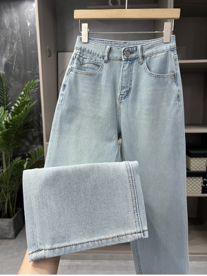 大工厂品质！高腰牛仔九分直筒裤
