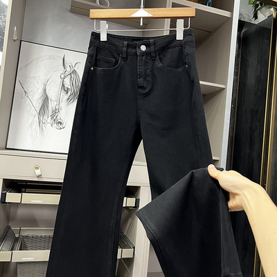 大厂出！琎口中高腰牛仔直筒裤
