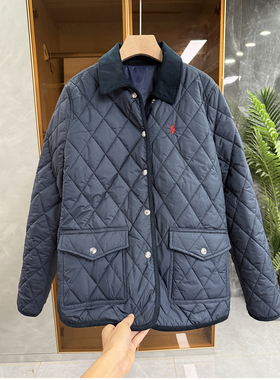 厂里推荐！温暖不臃肿！宽松菱格翻领棉服外套女    T8580~JS