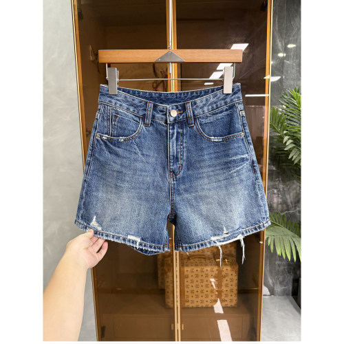 N货！破洞高腰牛仔阔腿短裤