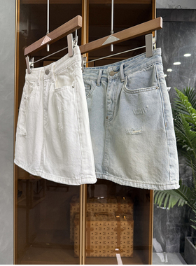 清仓不予退换！夏日C位！破洞高腰牛仔A字短裙女     D66902~ME