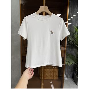 20251282 自留款 棉T恤女 刺绣骏马圆领短袖 实力大厂出