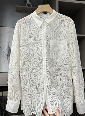 美醉~外M设计师款~蕾丝水溶花镂空衬衫衬衣领上衣女CS2188~ZY