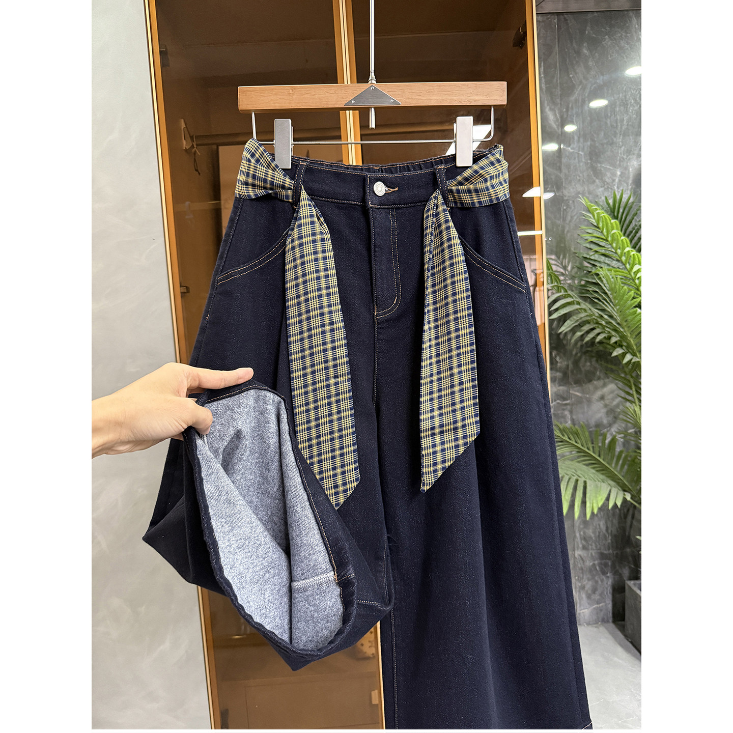 Q货！时髦精都在穿！磨毛高腰牛仔阔腿八分裤女   M041878~JS,女装/女士精品,牛仔裤,淘宝优惠券,粉丝福利购,淘宝优惠卷